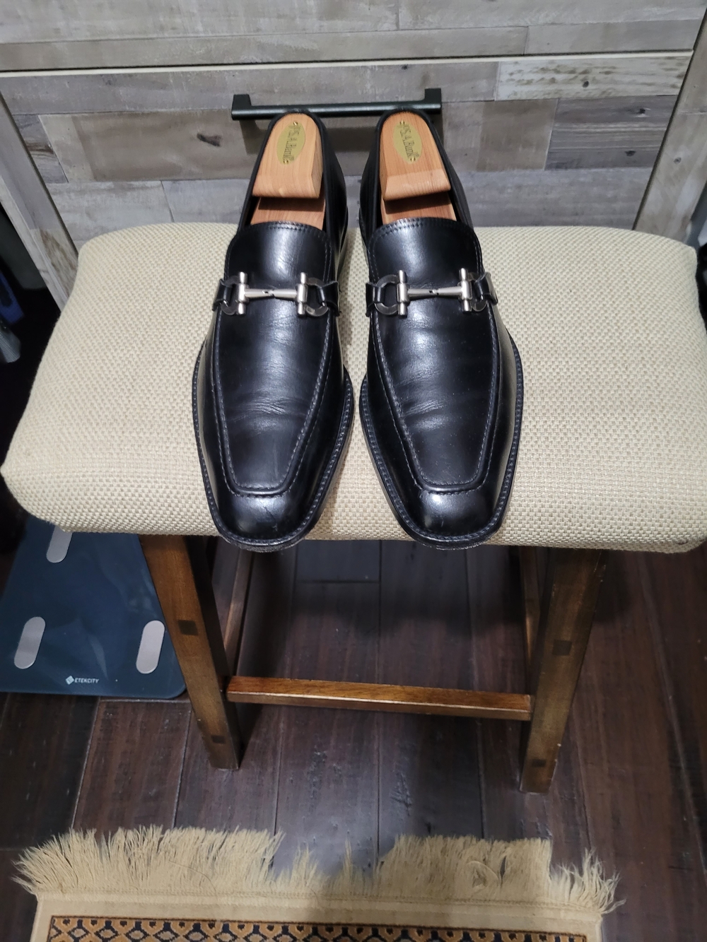 Classic Black Leather Bit Slip-On Loafers